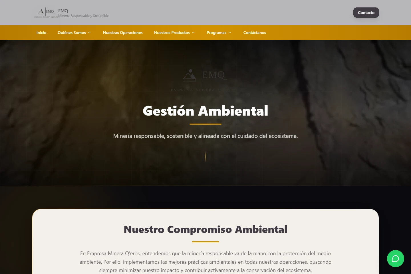 Página de gestión ambiental de EMIN Q’EROS