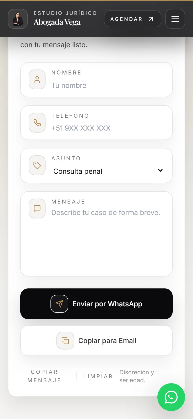 Detalle móvil de Vega & Conteña