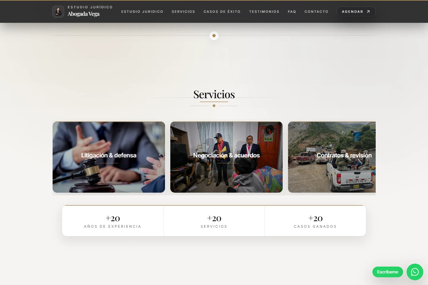 áreas de servicio publicadas en la web de Rosmeli Vega